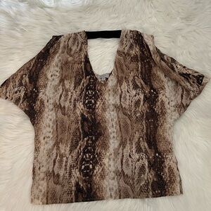 Brown Snake Print Women's Top
